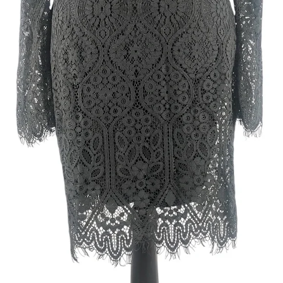 Lulus black lace cutout long sleeve mini dress, mock neck, medium, NWT - Picture 8 of 9